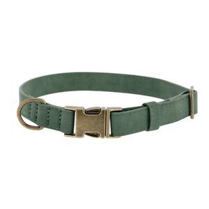 Soft PU Durable Dog Collar with Quick Release Metal Buckle Medium Dark Green